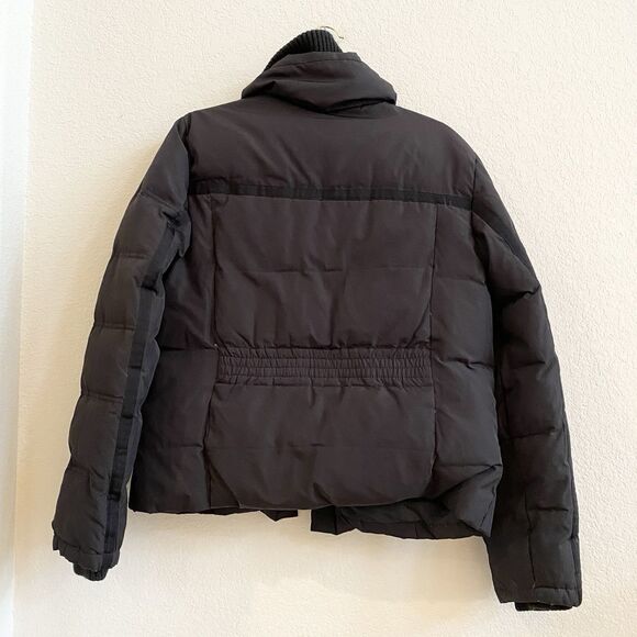 Finish Line Athletics Black Puffer Down Medium Coat Jacket Pockets Zipper Snap - Picture 6 of 12